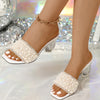 White pearl glitter sandals