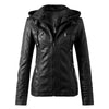 Leather Jacket Women Hooded Faux Pu Leather Motorcycle Jacket Zipper Long Sleeve Autumn Winter Outwear Coats