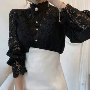 Vintage Pure White Lace Blouse