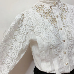 Vintage Pure White Lace Blouse